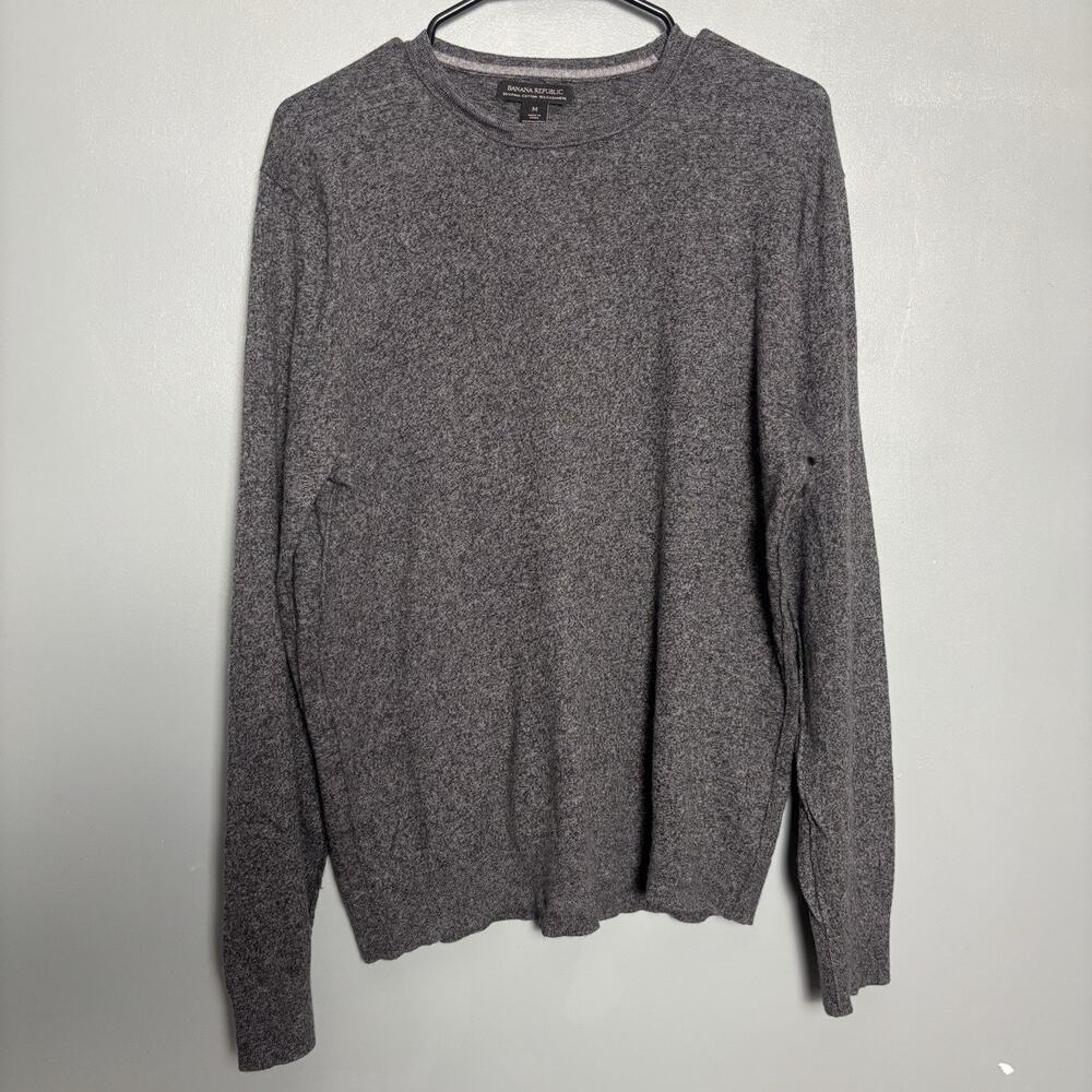 Banana Republic Men’s Cashmere Pima Cotton Blend Sweater Grey Medium Long Sleeve
